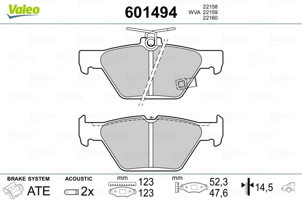 VALEO 601494 Brake Pad Set, disc brake