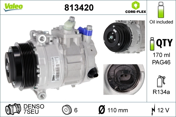 Compressor, air conditioning VALEO CORE-FLEX 813420