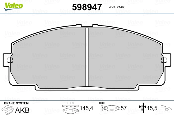 VALEO 598947 Brake Pad Set, disc brake
