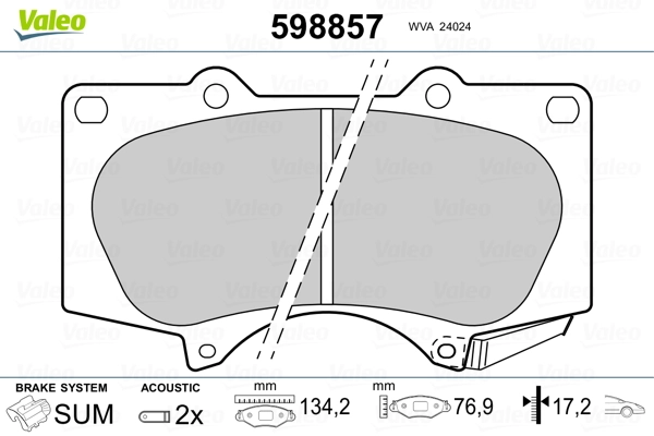 Brake Pad Set, disc brake 598857