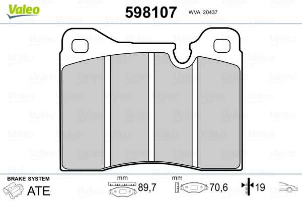 VALEO 598107 Brake Pad Set, disc brake