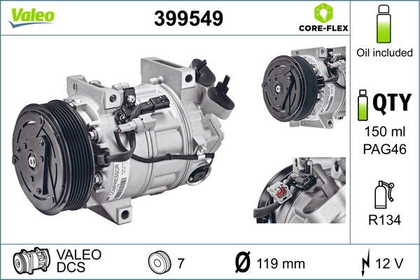 Compressor, air conditioning VALEO CORE-FLEX 399549