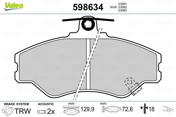 VALEO 598634 Brake Pad Set, disc brake