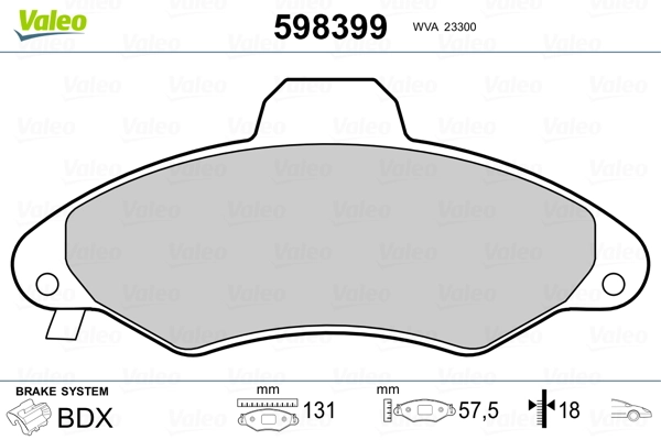 VALEO 598399 Brake Pad Set, disc brake