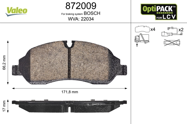 Brake Pad Set, disc brake OPTIPACK for LCV 872009