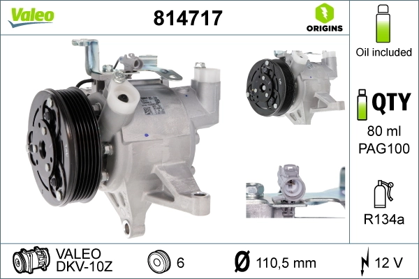 Compressor, air conditioning VALEO ORIGINS NEW OE TECHNOLOGY 814717