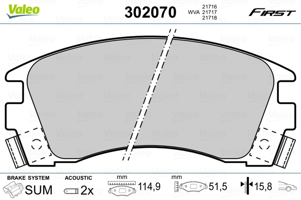 VALEO 302070 Brake Pad Set, disc brake