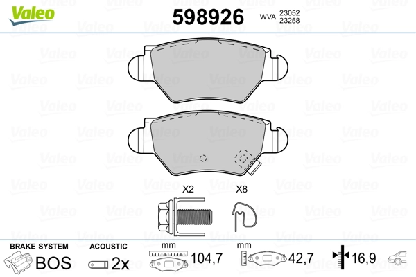 Brake Pad Set, disc brake 598926