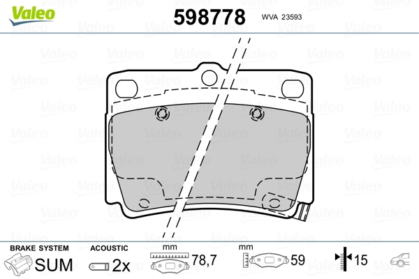 VALEO 598778 Brake Pad Set, disc brake