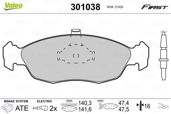 Brake Pad Set, disc brake FIRST 301038