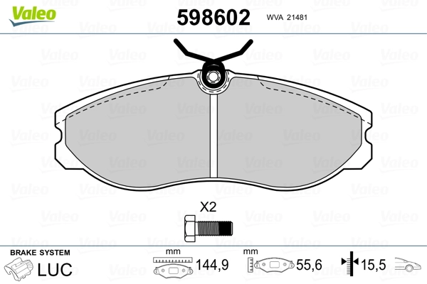 VALEO 598602 Brake Pad Set, disc brake