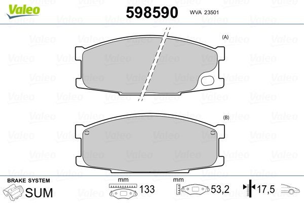VALEO 598590 Brake Pad Set, disc brake