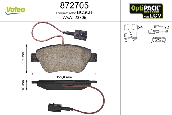 Brake Pad Set, disc brake OPTIPACK for LCV 872705