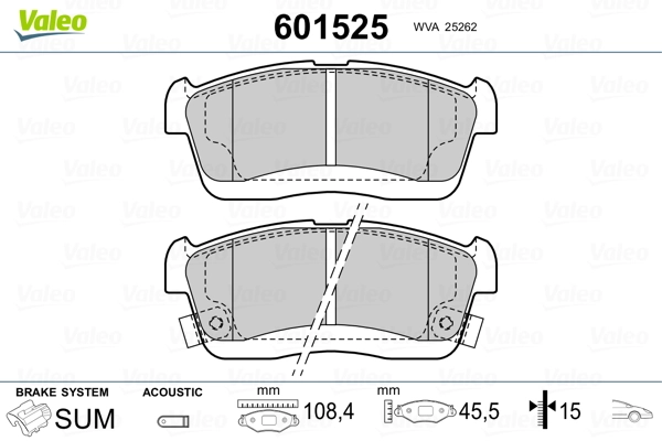 VALEO 601525 Brake Pad Set, disc brake