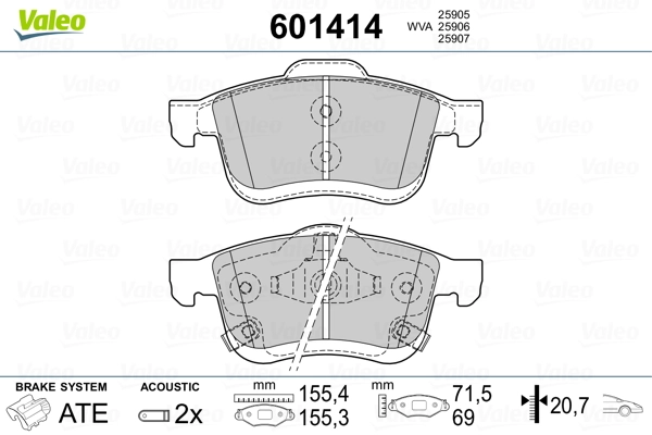 VALEO 601414 Brake Pad Set, disc brake