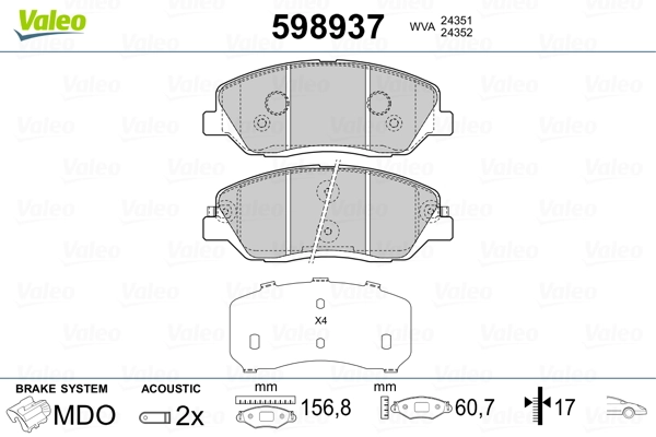 Brake Pad Set, disc brake 598937