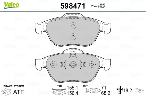 VALEO 598471 Brake Pad Set, disc brake