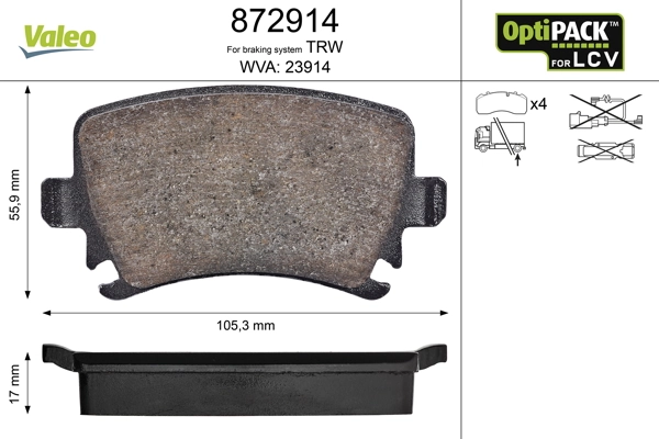 VALEO 872914 Brake Pad Set, disc brake
