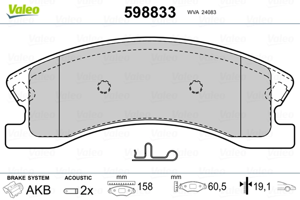 VALEO 598833 Brake Pad Set, disc brake