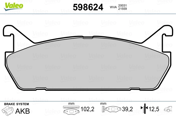 VALEO 598624 Brake Pad Set, disc brake