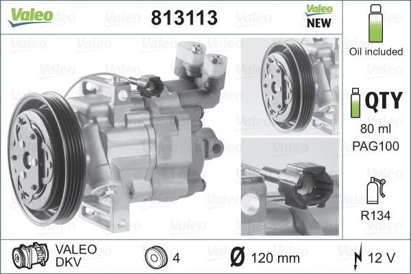 Compressor, air conditioning VALEO ORIGINS NEW OE TECHNOLOGY 813113