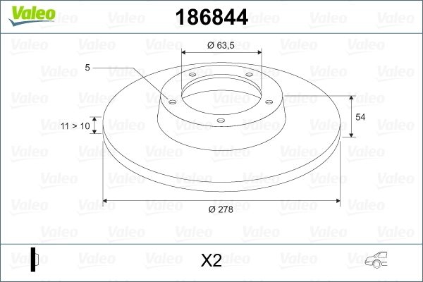 VALEO 186844 Brake Disc