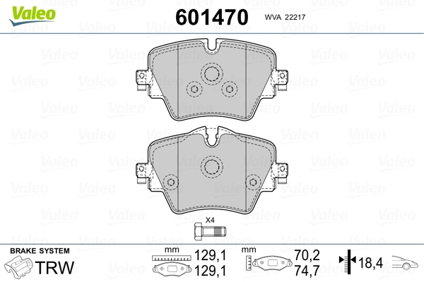 VALEO 601470 Brake Pad Set, disc brake