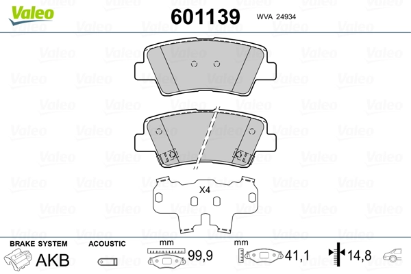 VALEO 601139 Brake Pad Set, disc brake