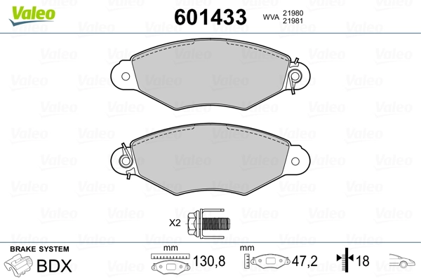 VALEO 601433 Brake Pad Set, disc brake