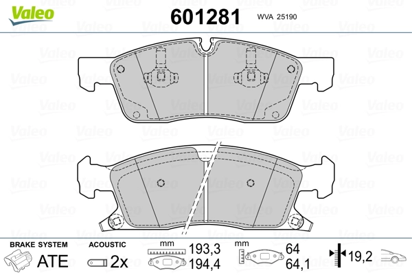 VALEO 601281 Brake Pad Set, disc brake
