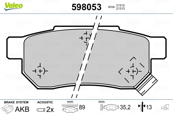 VALEO 598053 Brake Pad Set, disc brake