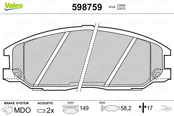 Brake Pad Set, disc brake 598759