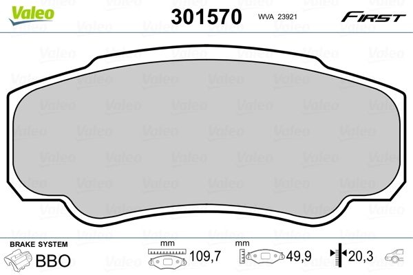 Brake Pad Set, disc brake FIRST 301570