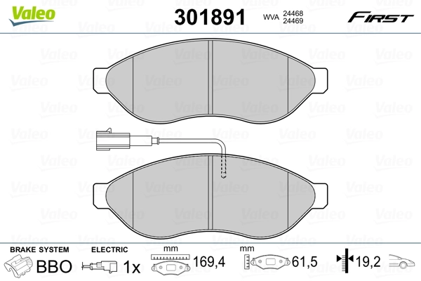 Brake Pad Set, disc brake FIRST 301891
