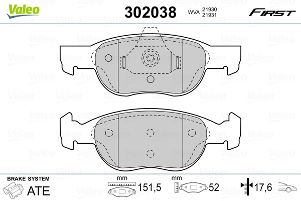 Brake Pad Set, disc brake FIRST 302038