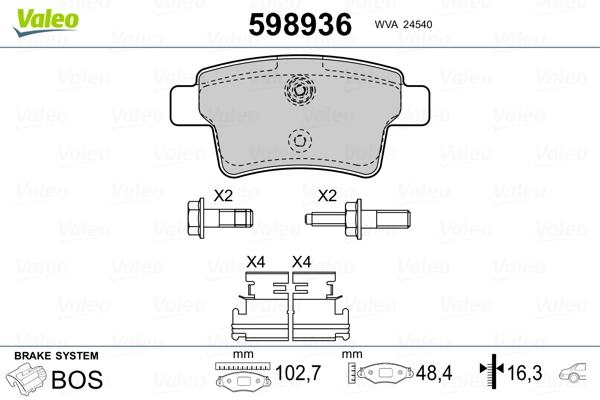 Brake Pad Set, disc brake 598936