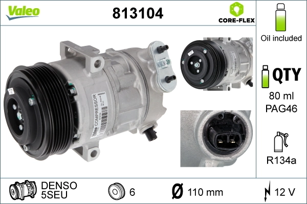 Compressor, air conditioning VALEO CORE-FLEX 813104