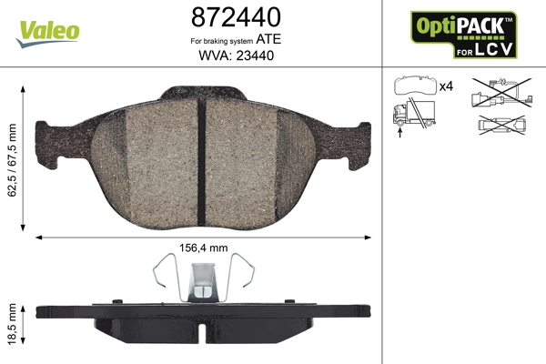 Brake Pad Set, disc brake OPTIPACK for LCV 872440