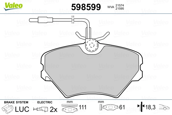 VALEO 598599 Brake Pad Set, disc brake