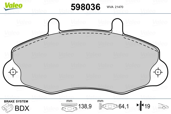 VALEO 598036 Brake Pad Set, disc brake