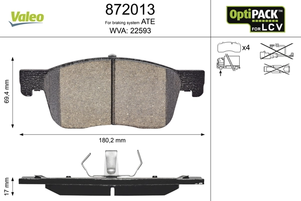 Brake Pad Set, disc brake OPTIPACK for LCV 872013