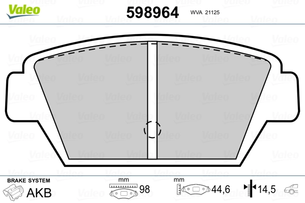 VALEO 598964 Brake Pad Set, disc brake