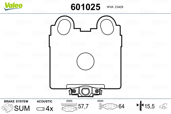 VALEO 601025 Brake Pad Set, disc brake