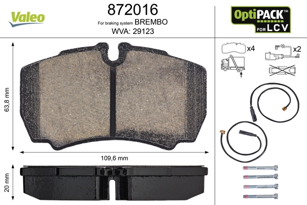 Brake Pad Set, disc brake OPTIPACK for LCV 872016