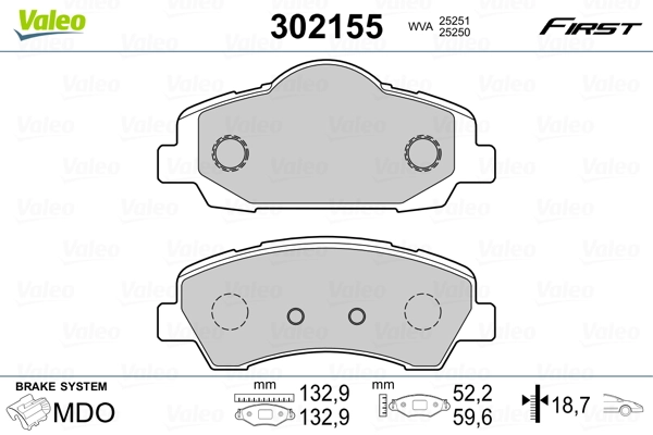 Brake Pad Set, disc brake FIRST 302155