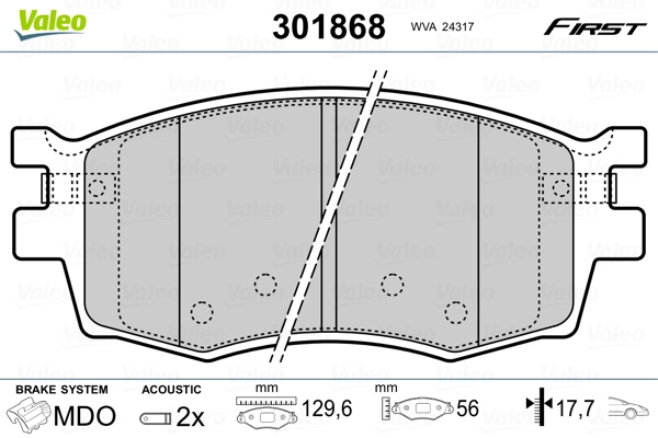 VALEO 301868 Brake Pad Set, disc brake