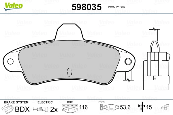 VALEO 598035 Brake Pad Set, disc brake