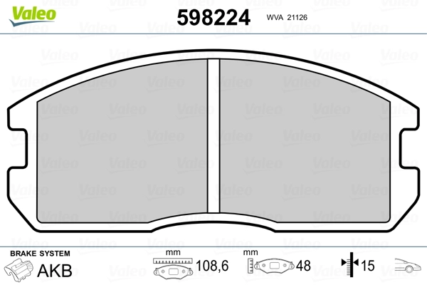 VALEO 598224 Brake Pad Set, disc brake