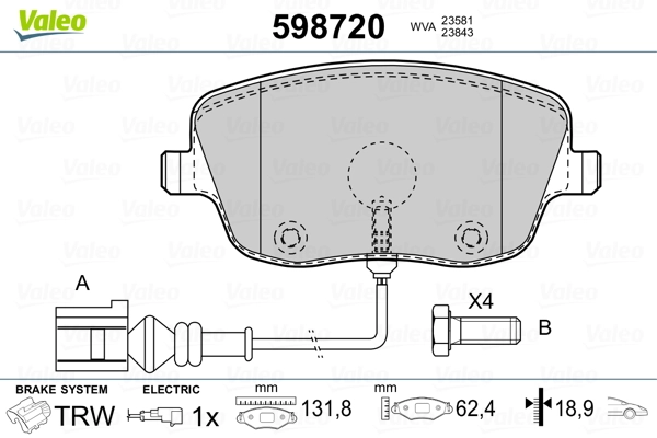 Brake Pad Set, disc brake 598720