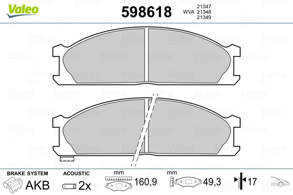 VALEO 598618 Brake Pad Set, disc brake